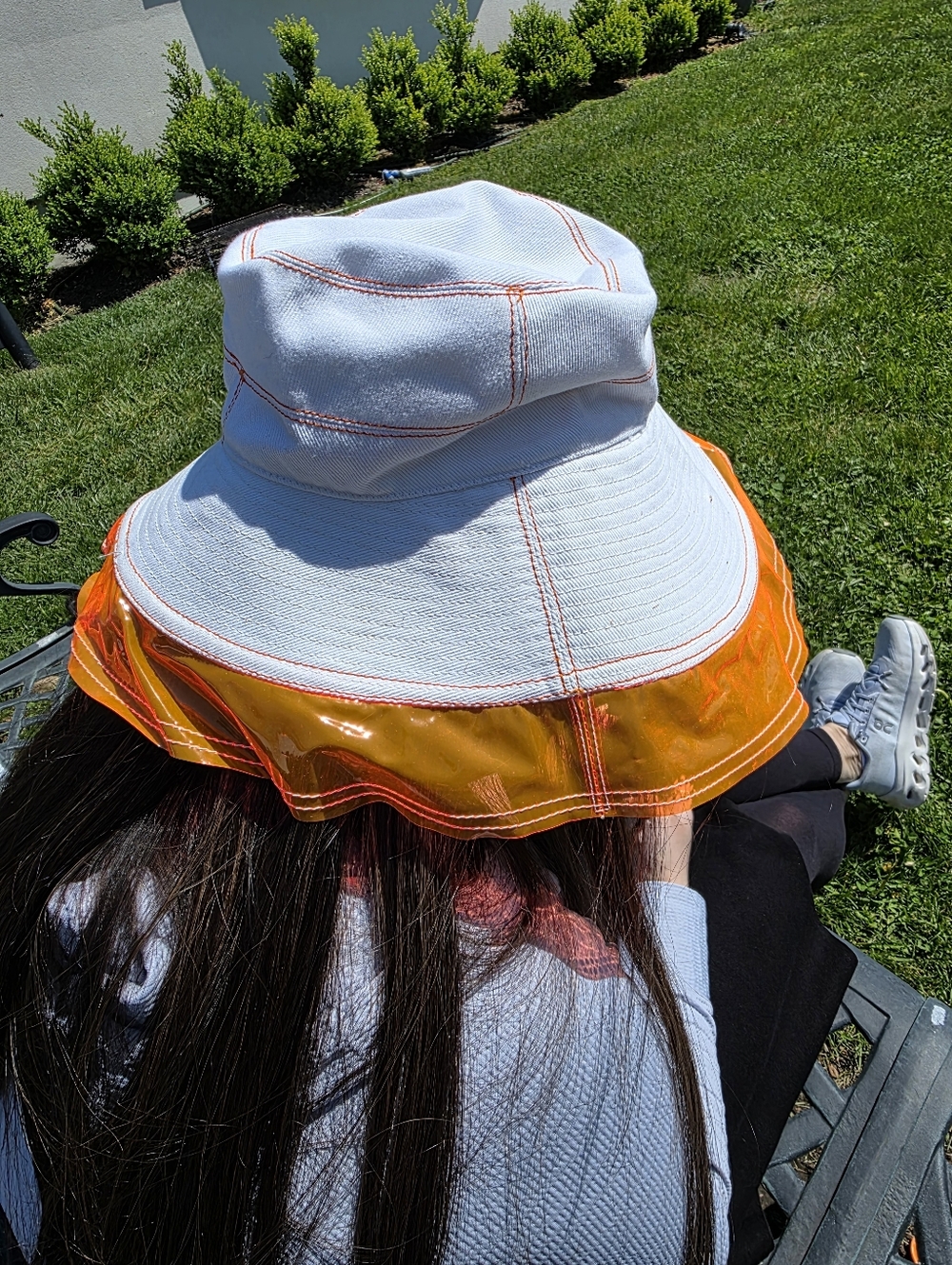 Lola Hats White Bucket Sun Hat with Orange Transparent Brim